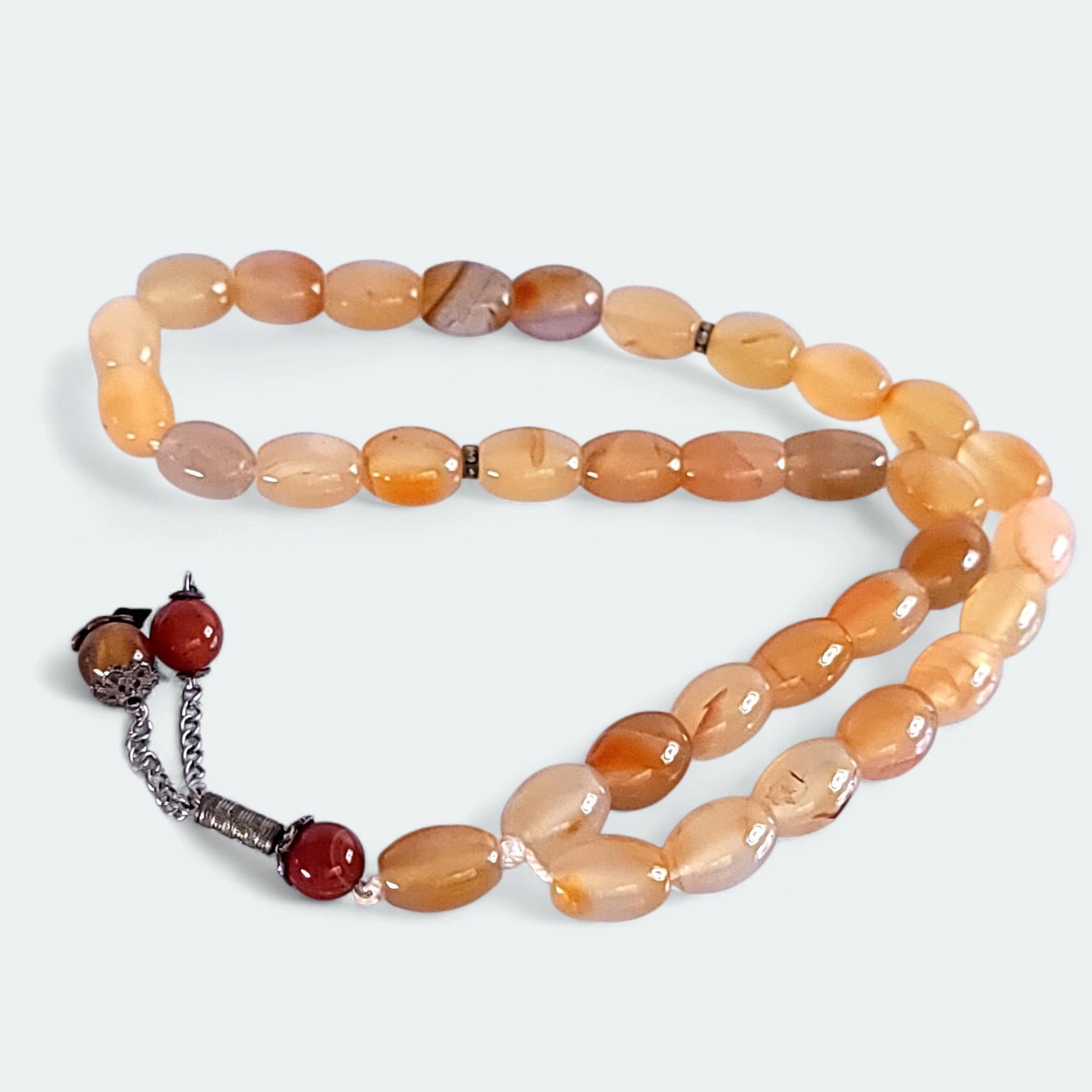 14 mm light brown real stone Aqeeq Tasbeeh