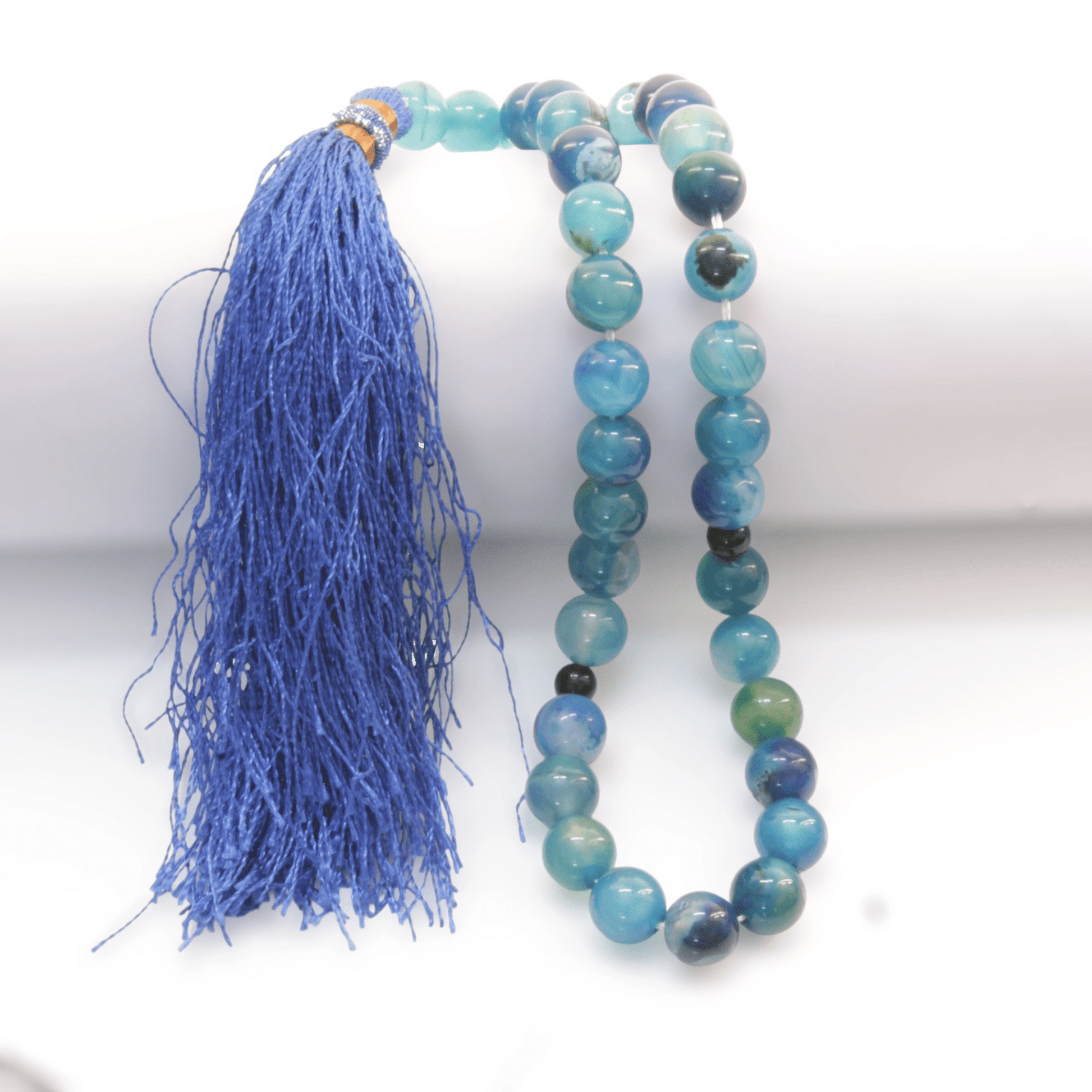 Blue Sulemani Aqeeq Tasbeeh – Handcrafted Luxury Prayer Beads - Maimoon Gallery