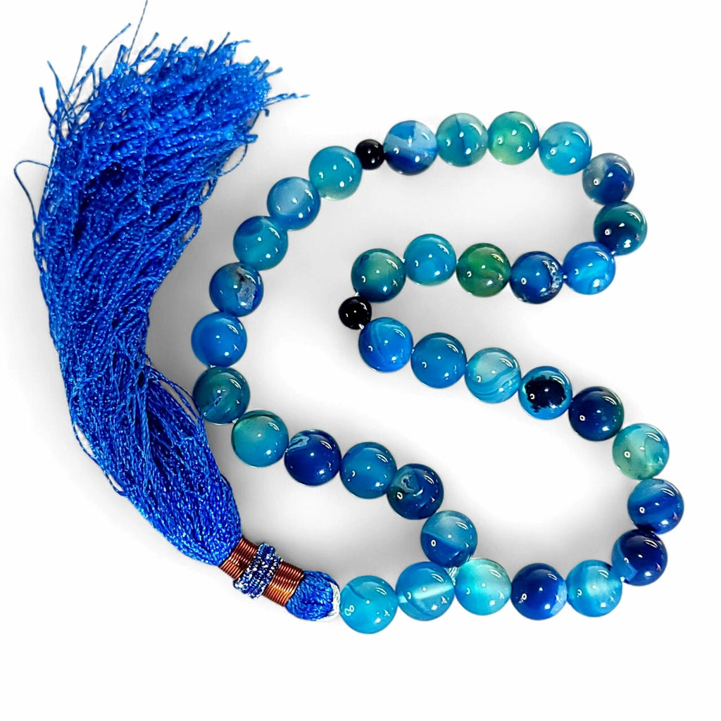 Blue Sulemani Aqeeq Tasbeeh – Handcrafted Luxury Prayer Beads - Maimoon Gallery