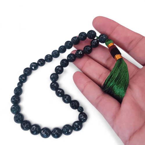 Green Emerald (Zamarud) Tasbeeh – Natural Stone Prayer Beads (Gift Set) - Maimoon Gallery