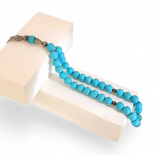 Green Feroza (Turquoise) Tasbeeh – Natural Stone Prayer Beads (33 & 100 Beads) - Maimoon Gallery
