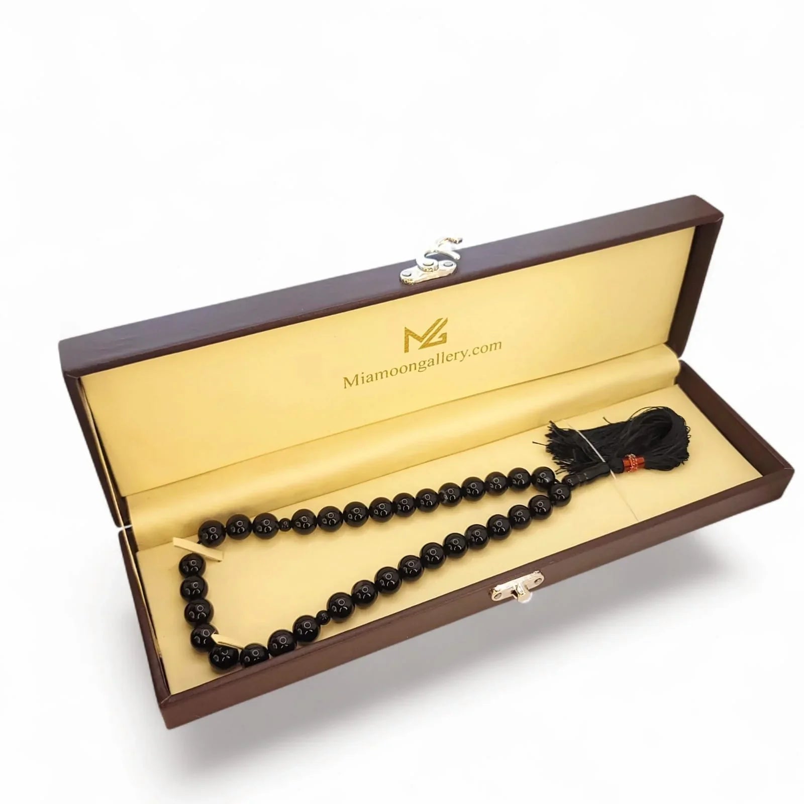 Handcrafted Black Sulemani Aqeeq Tasbeeh – Luxury Prayer Beads - Maimoon Gallery