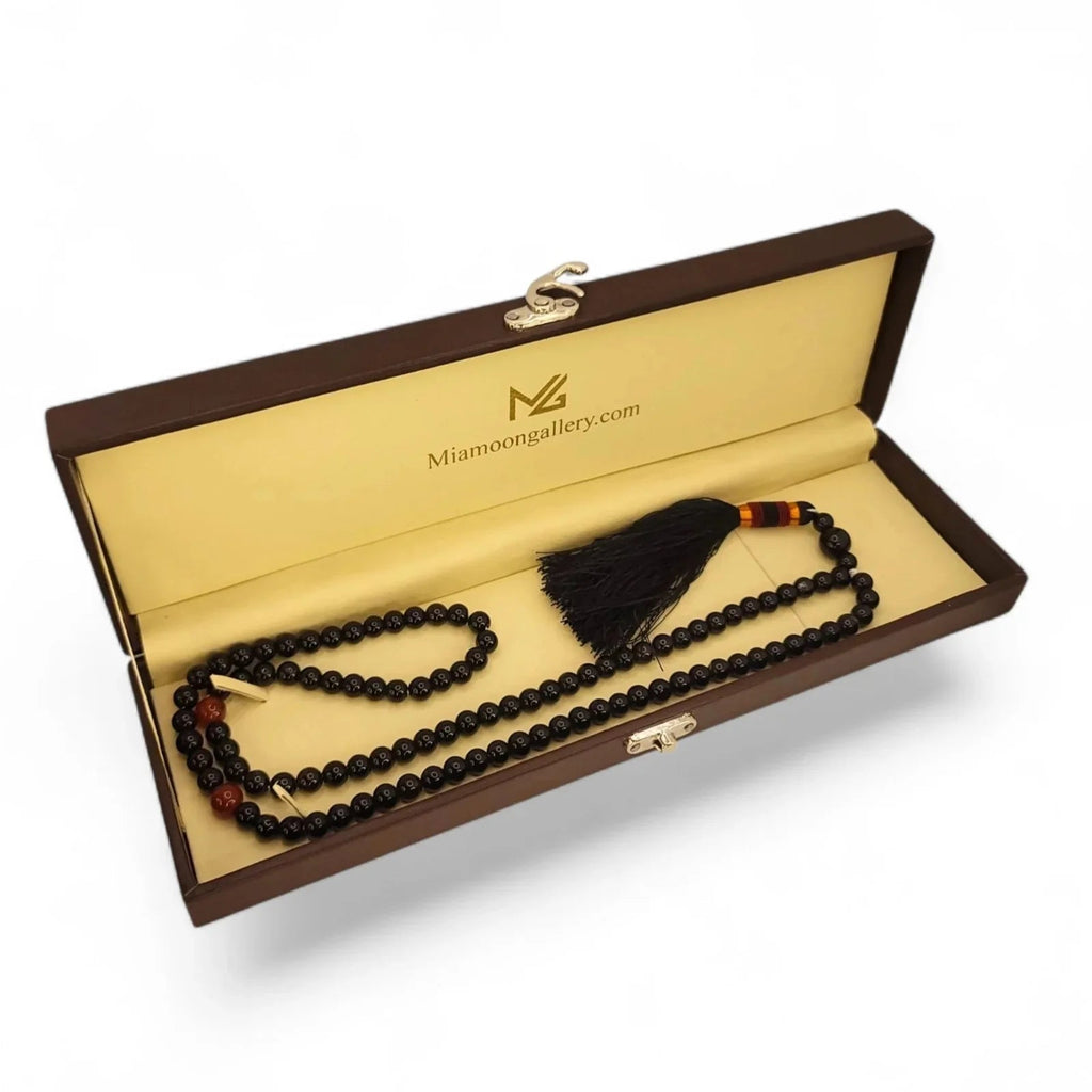 Handcrafted Black Sulemani Aqeeq Tasbeeh – Luxury Prayer Beads - Maimoon Gallery