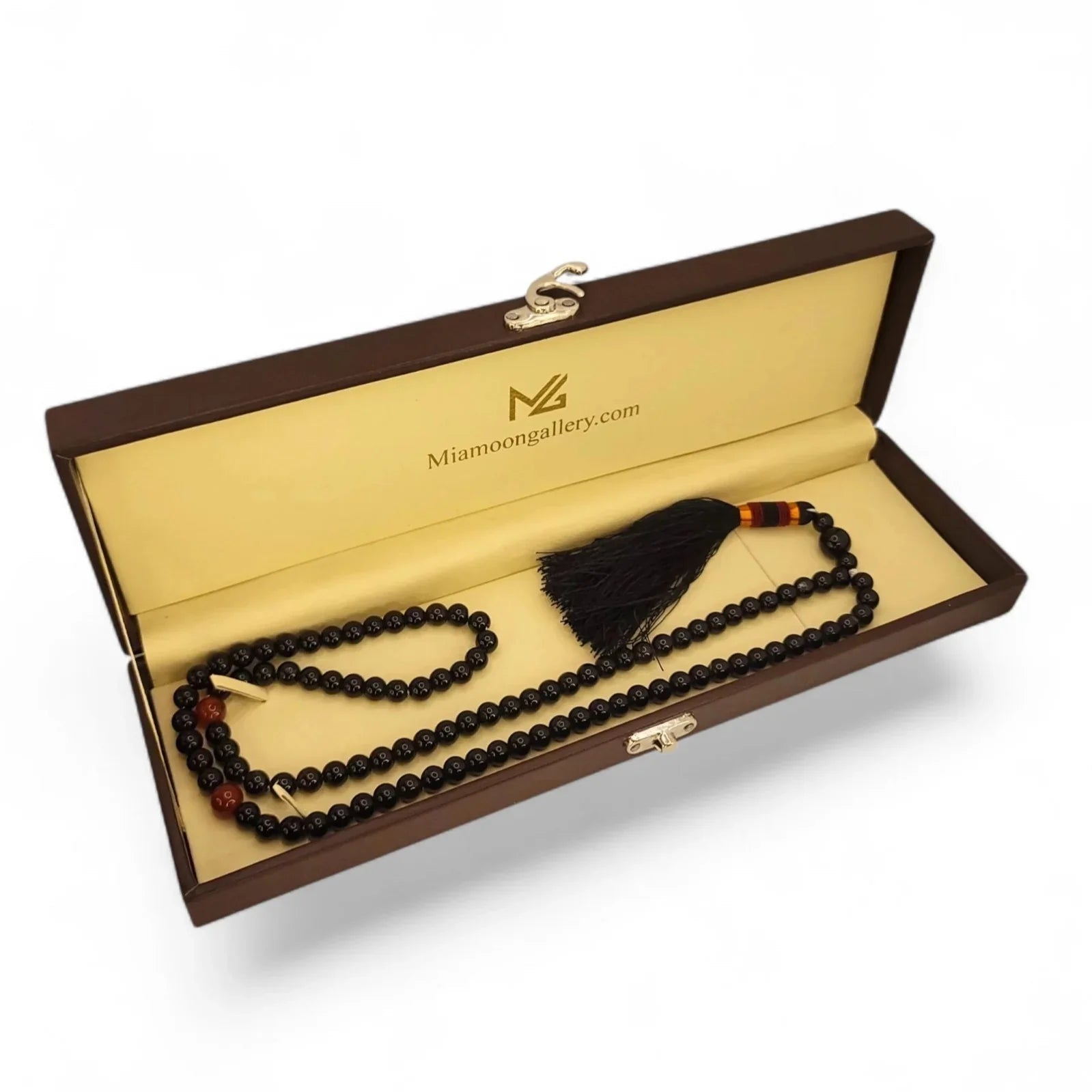 Handcrafted Black Sulemani Aqeeq Tasbeeh – Luxury Prayer Beads - Maimoon Gallery