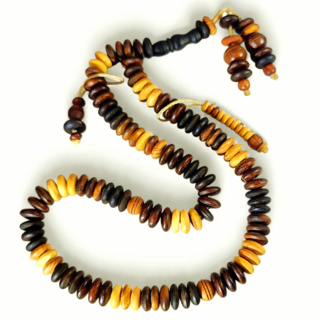 Luxury 100 Beads 12mm Olive Wood & Sandalwood Tasbeeh – 3 Tone Handmade Misbaha with Leather Pouch - Maimoon Gallery