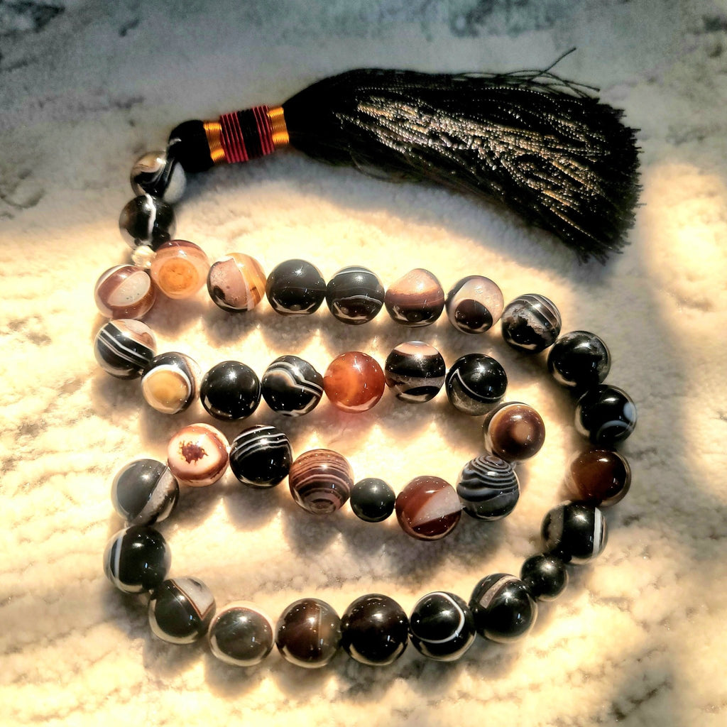 Luxury Sulemani Aqeeq Tasbeeh 14mm (33 Beads) – Premium Natural Banded Agate - Maimoon Gallery