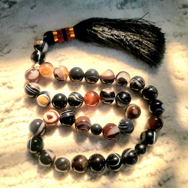 Luxury Sulemani Aqeeq Tasbeeh 14mm (33 Beads) – Premium Natural Banded Agate - Maimoon Gallery