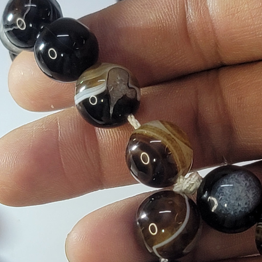 Luxury Sulemani Aqeeq Tasbeeh 14mm (33 Beads) – Premium Natural Banded Agate - Maimoon Gallery