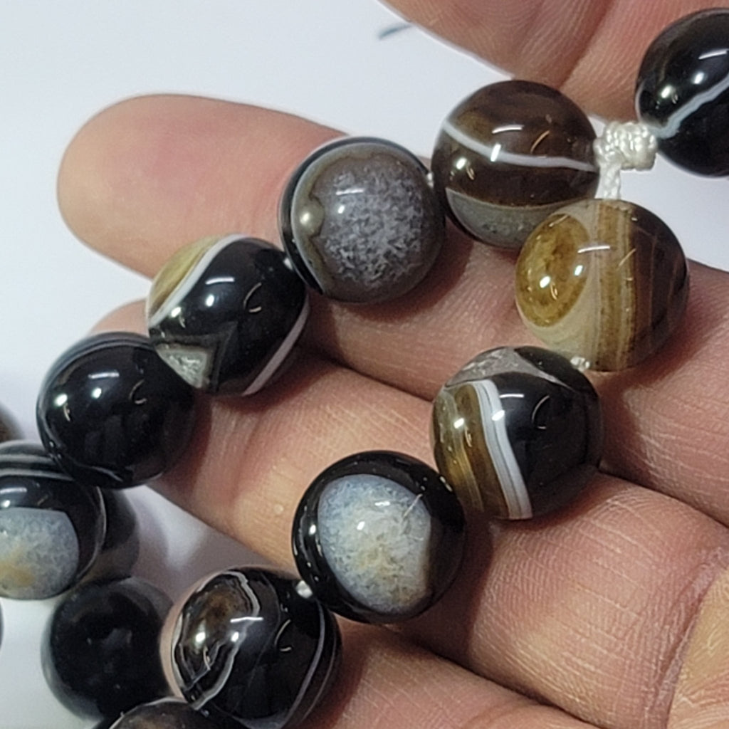Luxury Sulemani Aqeeq Tasbeeh 14mm (33 Beads) – Premium Natural Banded Agate - Maimoon Gallery