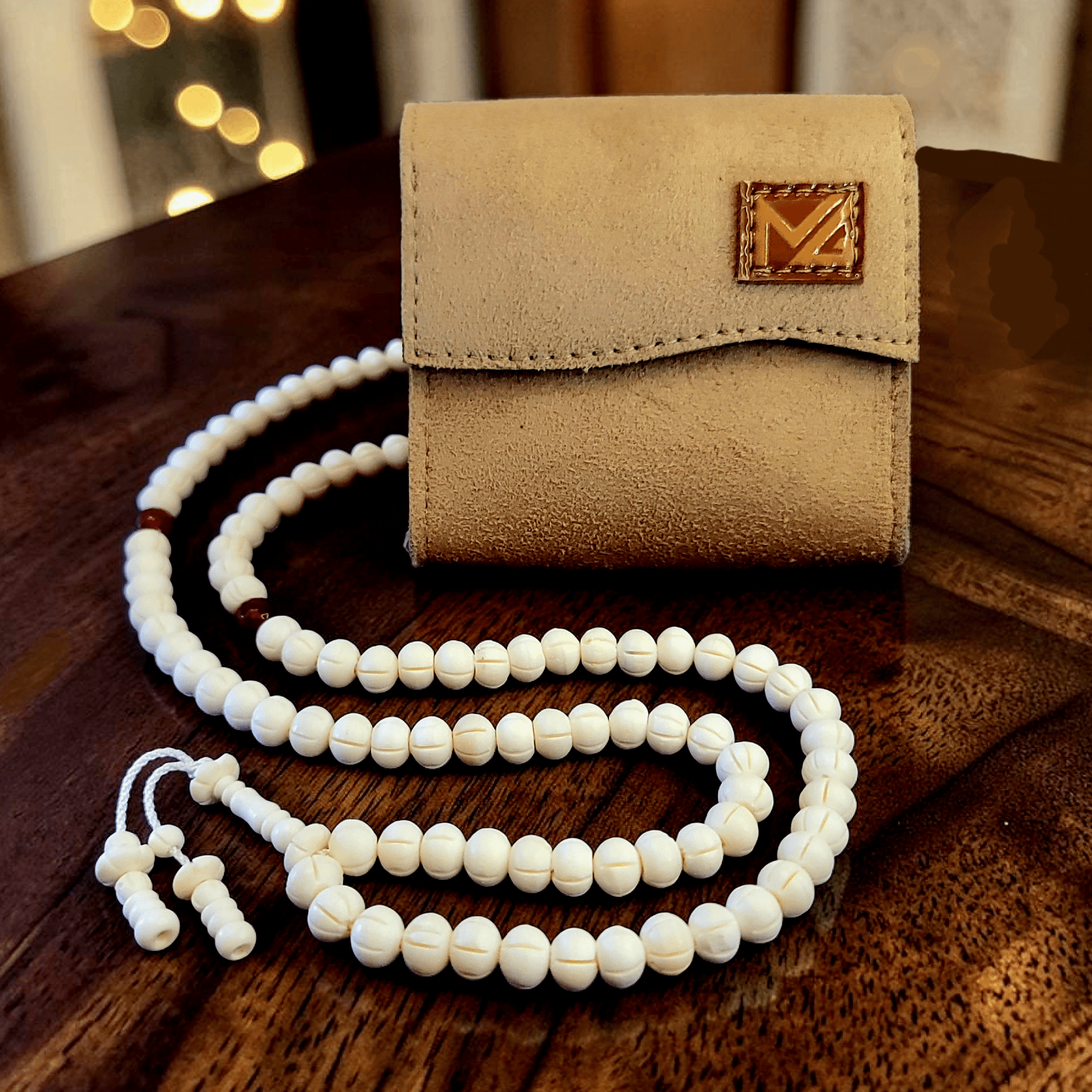 Luxury White Camel Bone & Red Ruby Tasbeeh 10mm x 100/33 Beads – Premium Handcrafted Islamic Prayer Beads - Maimoon Gallery