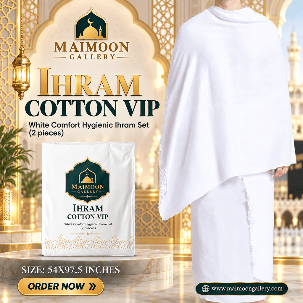 Men’s Ihram for Hajj & Umrah – VIP Cotton & Premium Towel 2-Piece Set - Maimoon Gallery