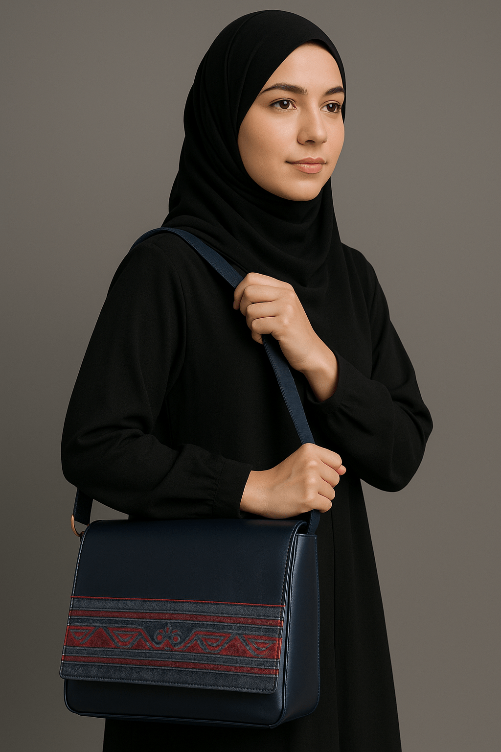 Navy Blue embroidered bag - Maimoon Gallery