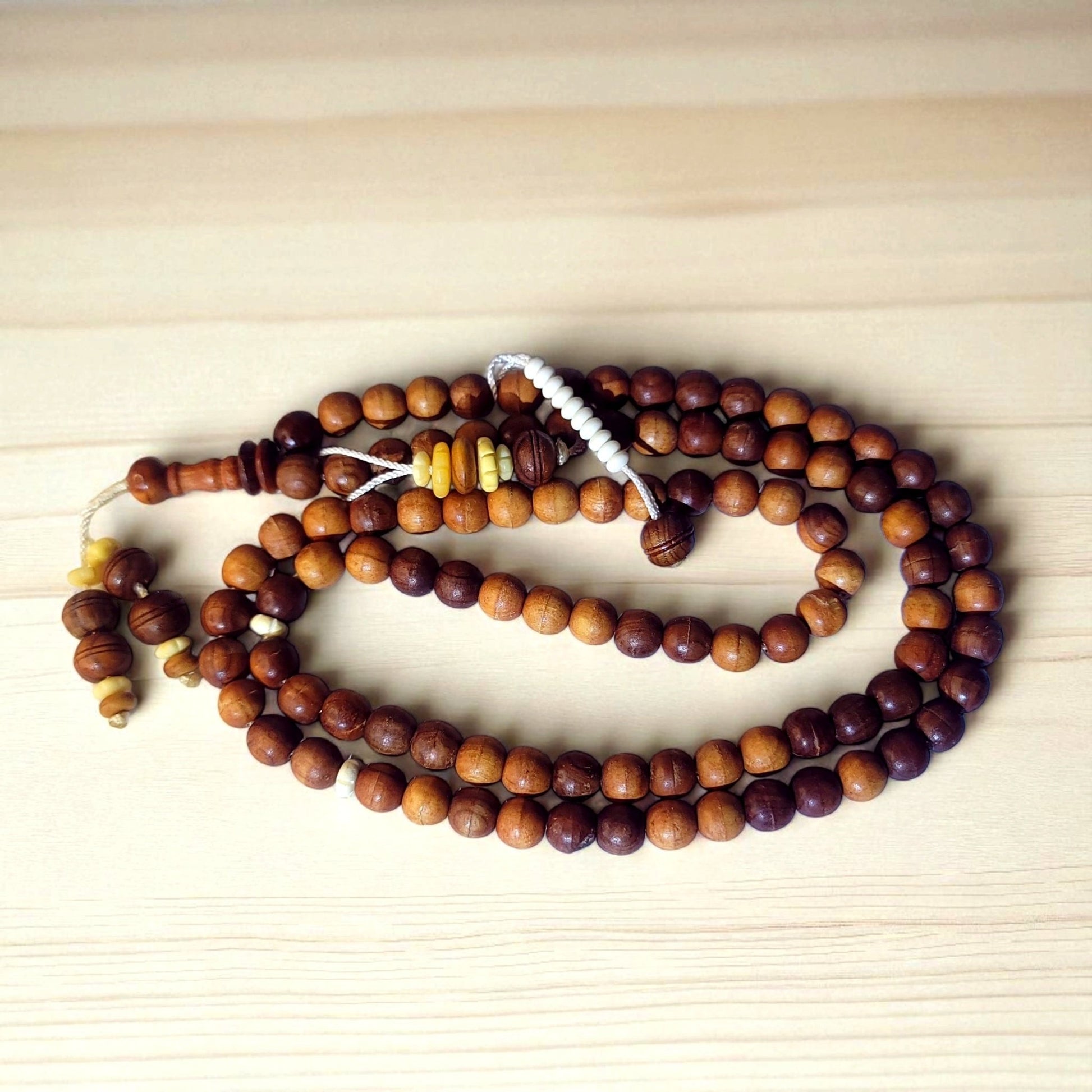 Olive Wood & Camel Bone Tasbeeh – 14mm x 100 Beads - Maimoon Gallery