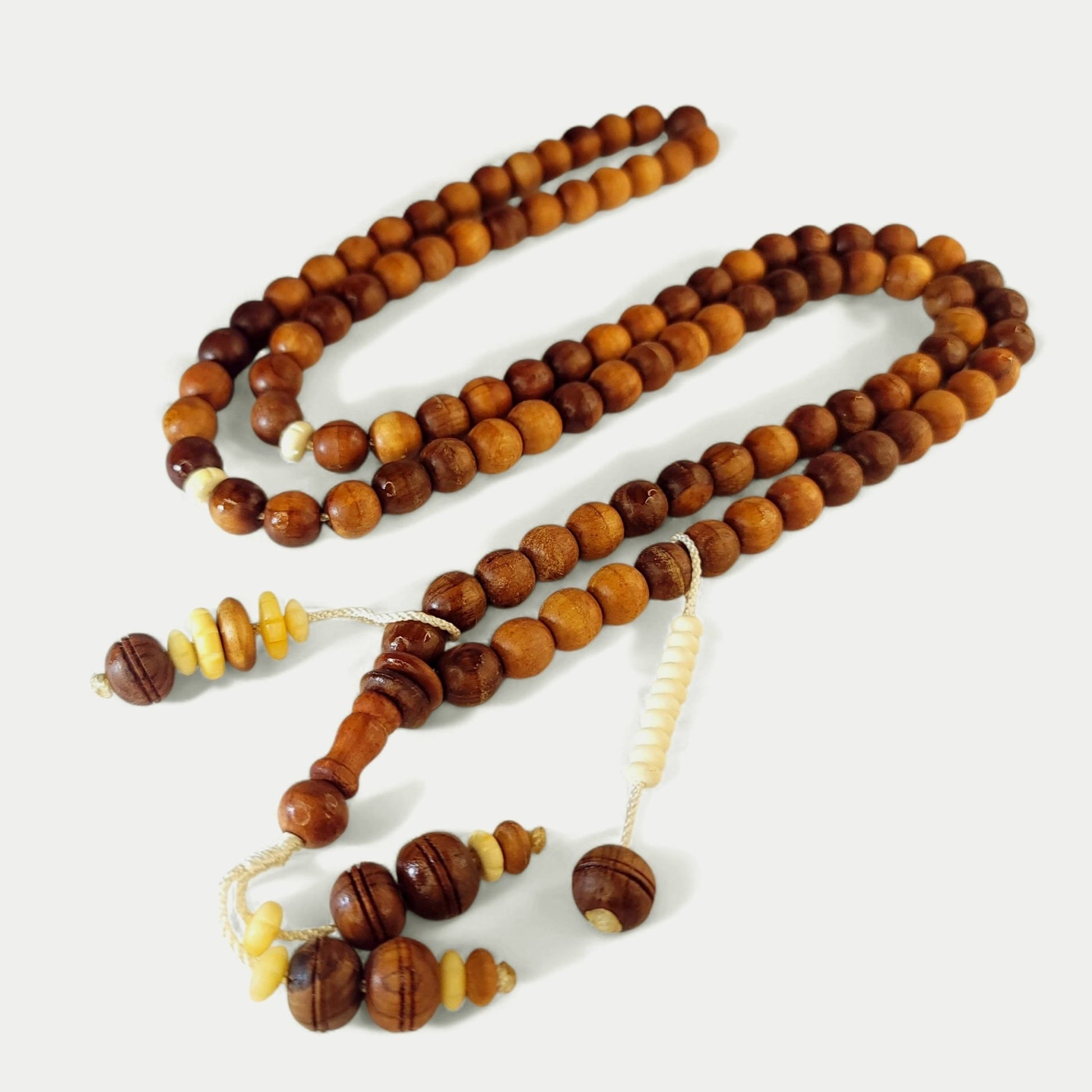 Olive Wood & Camel Bone Tasbeeh – 14mm x 100 Beads - Maimoon Gallery