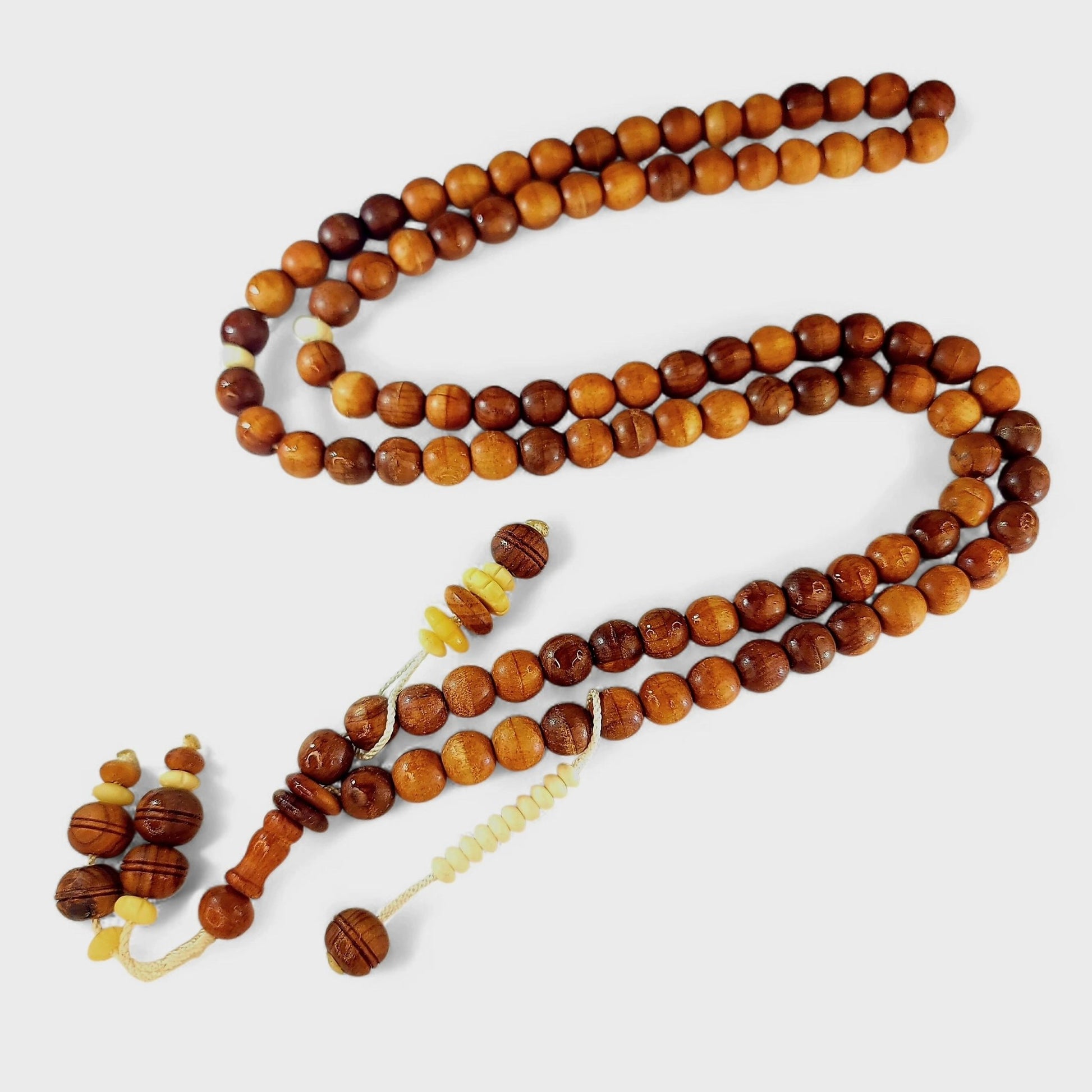 Olive Wood & Camel Bone Tasbeeh – 14mm x 100 Beads - Maimoon Gallery