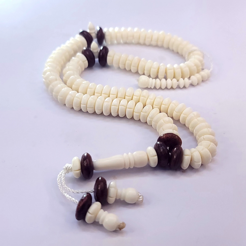 Premium Camel Bone Tasbeeh with Rare Sandalwood Beads – 10mm × 100 Beads - Maimoon Gallery