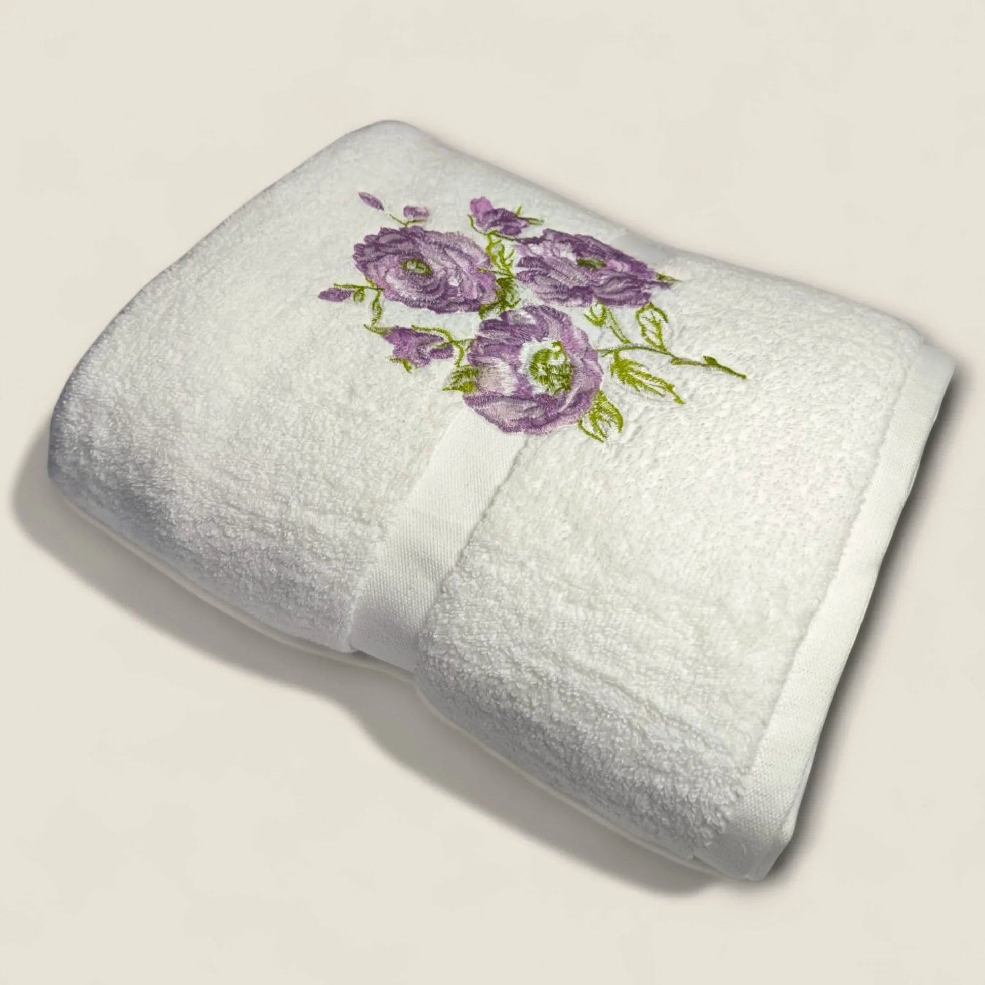 Royal Touch – White Towel with Purple Elegancel - Maimoon Gallery