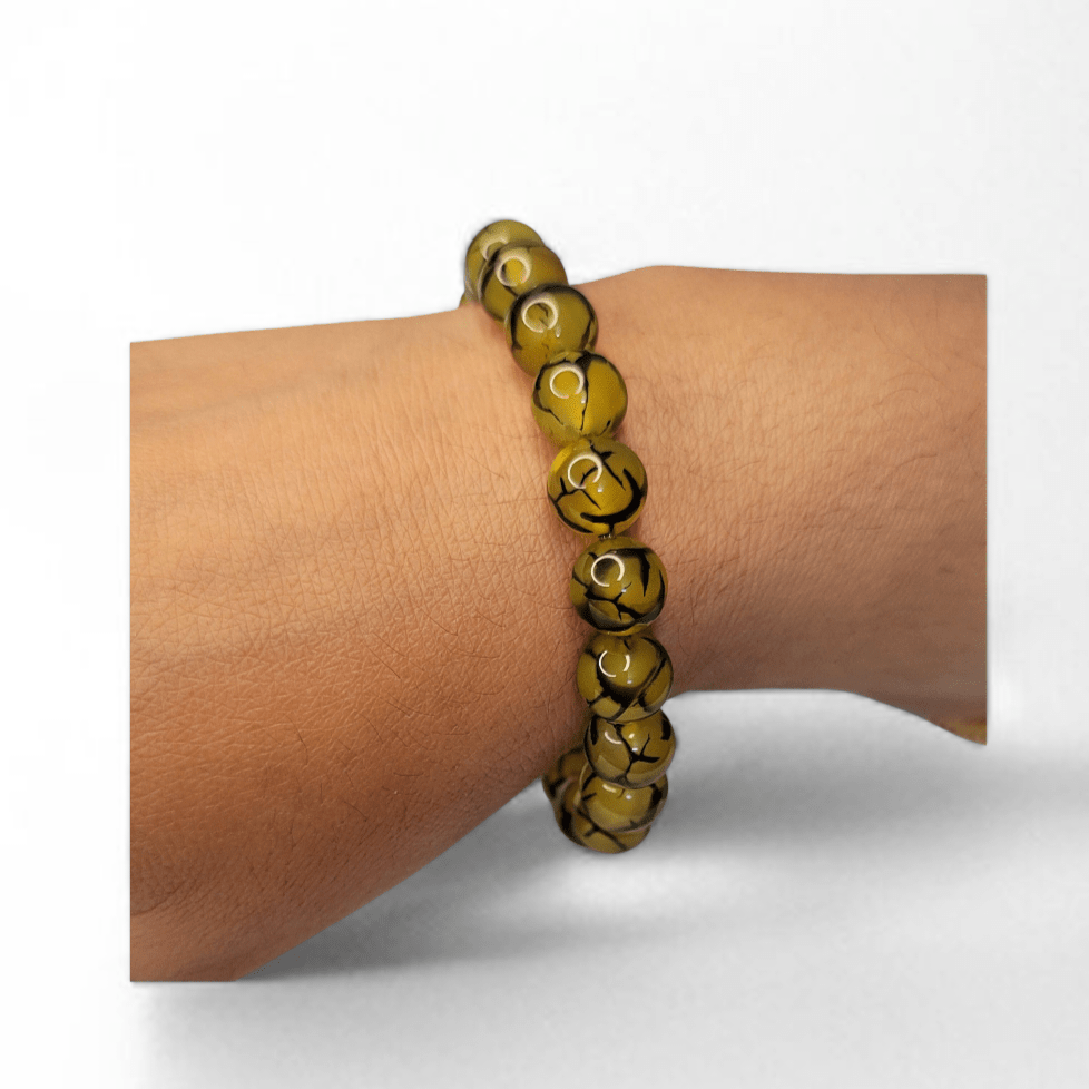 Shajari Aqeeq Bracelet – Brown & Green Stone | Maimoon Gallery - Maimoon Gallery