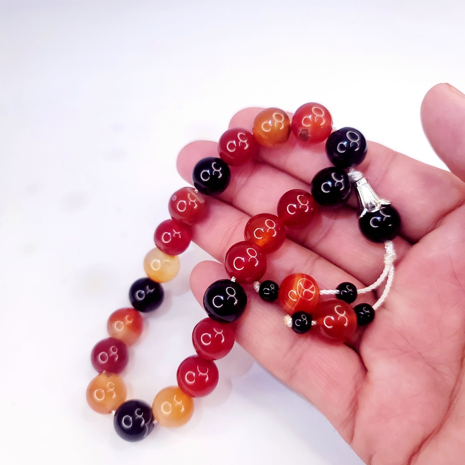 Signature Real Aqeeq Tasbeeh – 21 - Bead Natural Agate Prayer Beads - Maimoon Gallery