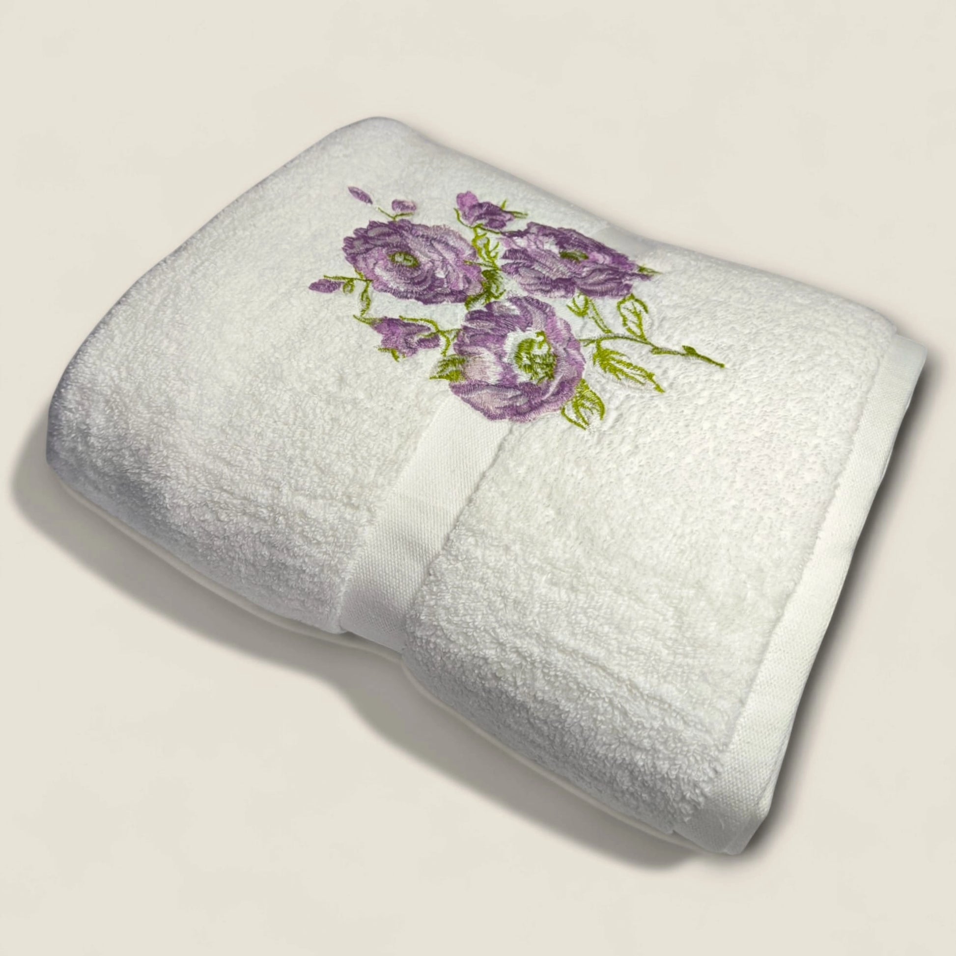 Royal Touch – White Towel with Purple Elegancel