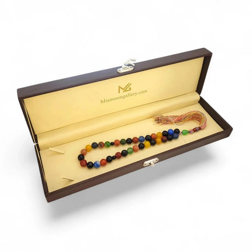 Umul Banin Real Aqeeq Tasbeeh – Genuine Agate Prayer Beads (Gift - Ready) - Maimoon Gallery
