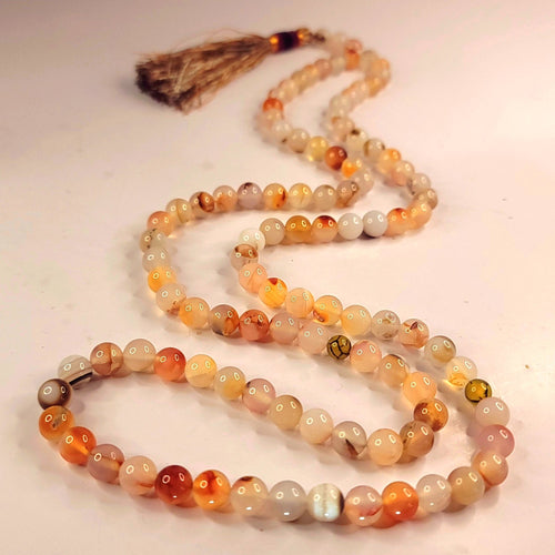 White Rustic Shajari Aqeeq Tasbeeh – Premium 10mm x 100 Natural Stone (Limited Edition) - Maimoon Gallery